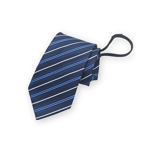 Herrenkrawatte mit Reißverschluss, vorgebundene Krawatte aus Polyester mit verdecktem Reißverschluss, klassischer gestreifter Business-Stil, in verschiedenen Farben erhältlich, für Hochzeiten, Büro und gehobene Freizeitkleidung Image