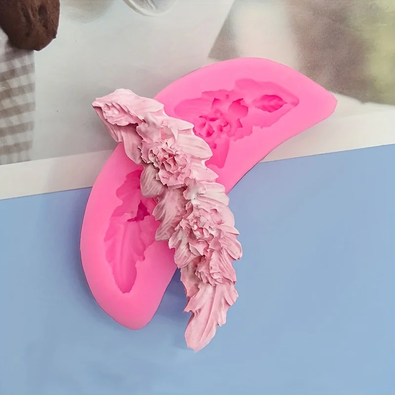 1 Blumenstrauß-Feder-Silikonform, zum Backen, Schokoladen-Fondant-Kuchendekorationswerkzeuge, keine Aufladung, Silikon-Backform Image