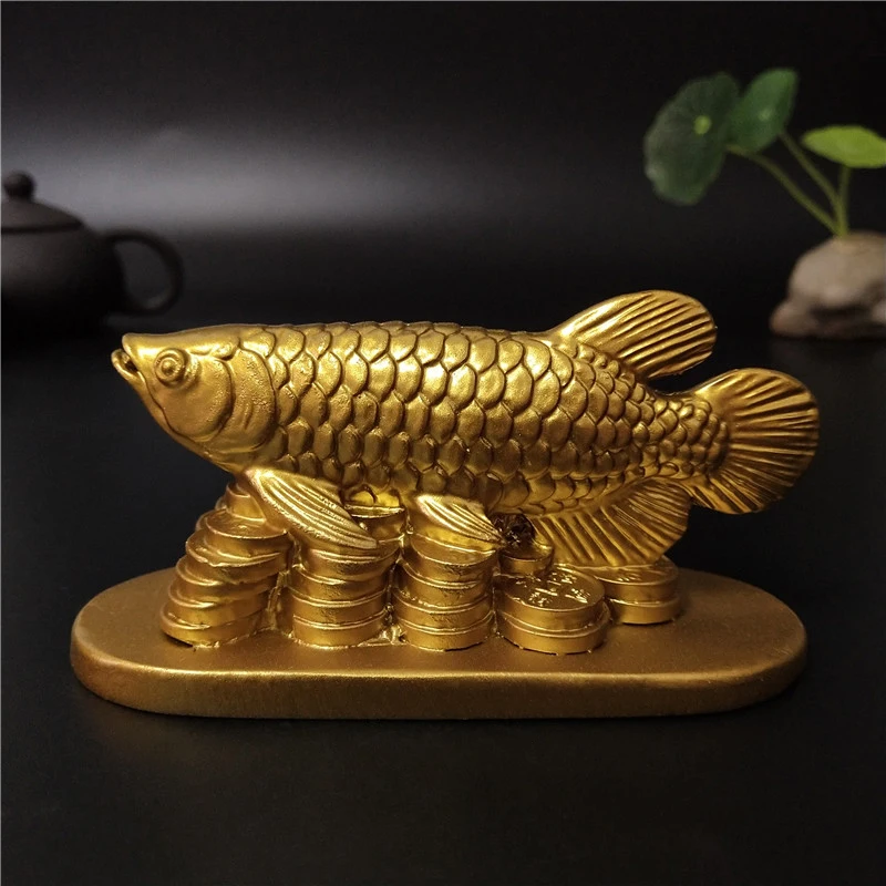 Gold Tiere Fisch Statuen Figuren Glück Ornamente Home Dekoration Chinesische Feng Shui Buddha Statue Skulptur Harz Handwerk Geschenke