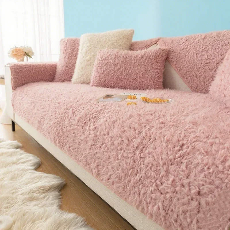 Moderne Mode Super Weiche Lange Plüsch Sofa Handtuch Winter Dicke Anti-rutsch Universal Schnitt Sofa Abdeckung Gesteppte Samt Couch abdeckung Image