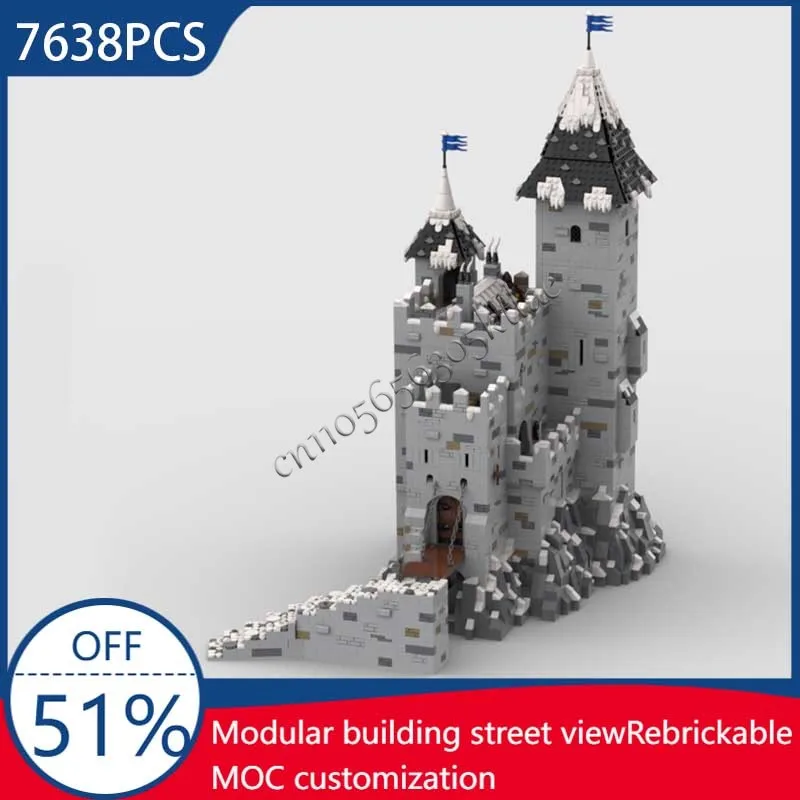 7638PCS Angepasst MOC Mittelalterliche Festung Architektur Fluss Ende Halten Modell Baustein DIY Ziegel Montage Spielzeug Urlaub Geschenk Image
