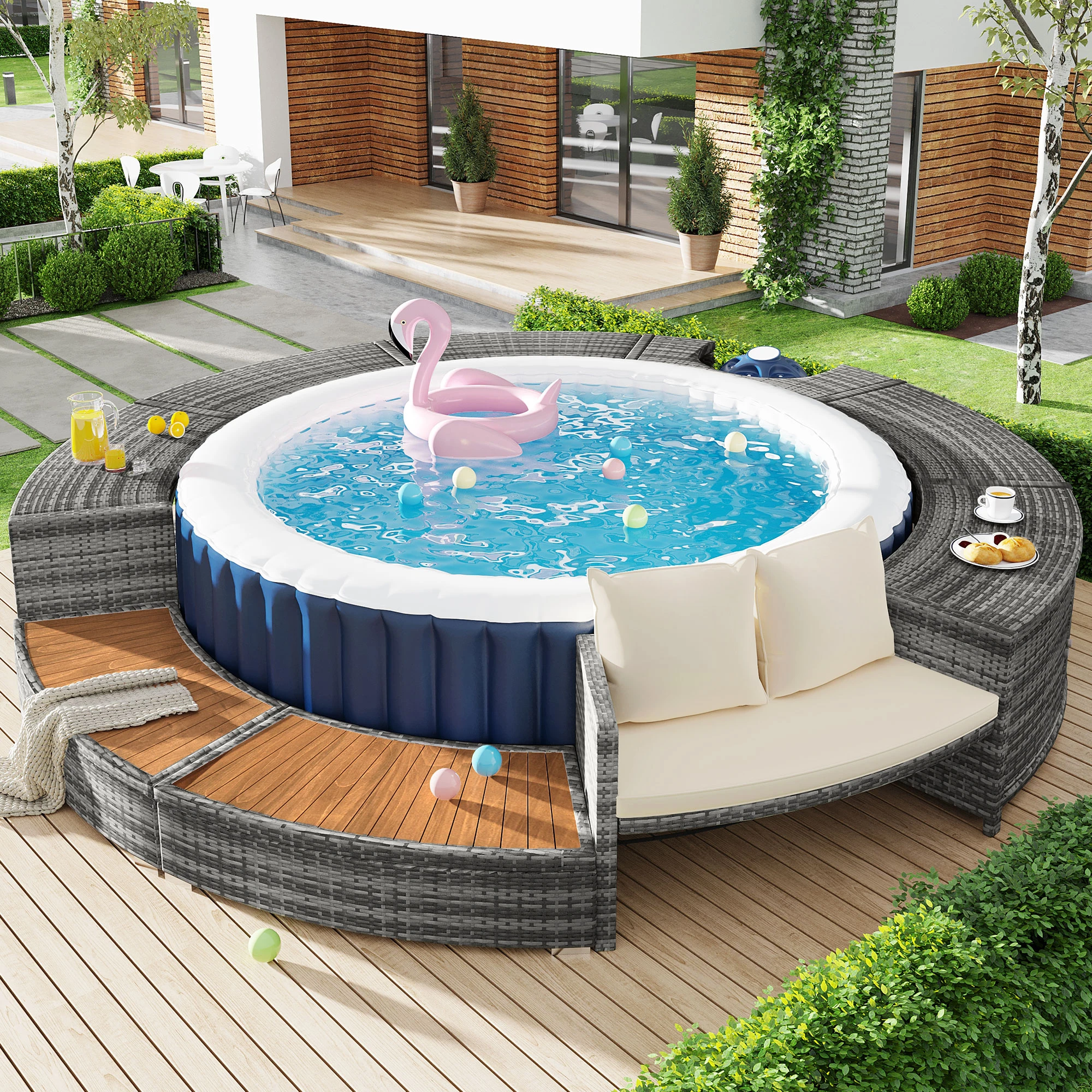 Gartenmöbel-Set, geeignet für Whirlpools und Schwimmbäder, Möbel für Garten- oder Poolbereich, Pool nicht im Lieferumfang enthalten Image