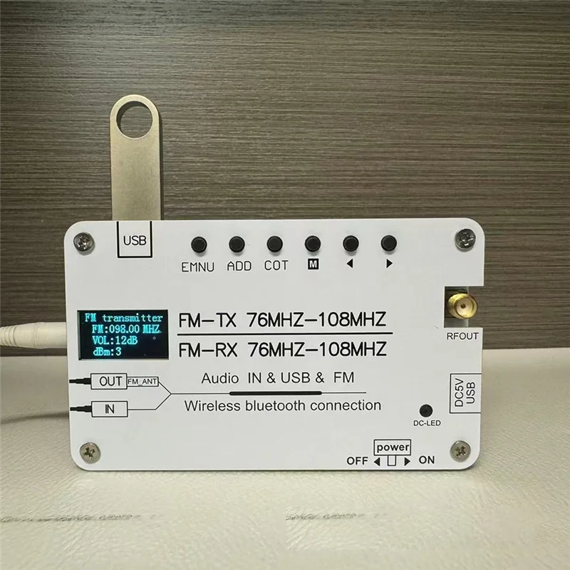 -FDDT Multifunktionaler FM-Transmitter Bluetooth USB FM-Transmitter FM-Radio 76 MHz-108 MHz Empfangen und Senden von AUX-Audio Image