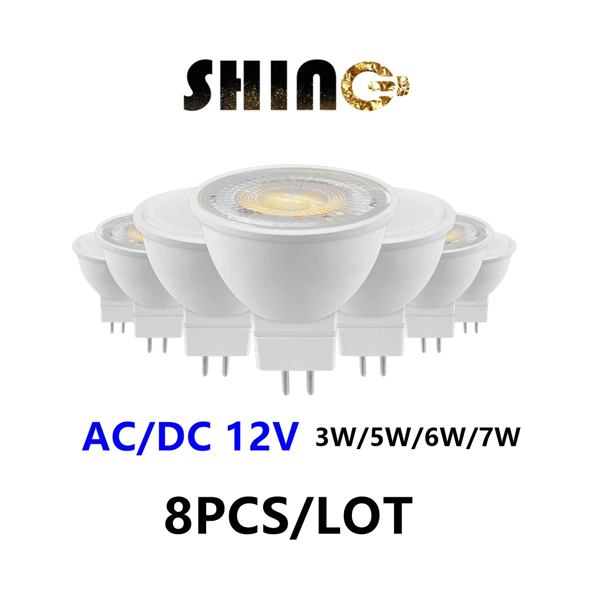8 Stück/Set Niederspannungs-LED-Strahler MR16 AC DC 12V Hohe Helligkeit 3W-7W Warmweißes Licht GU5.3 Kann 20W 50W Halogenlampe Ersetzen