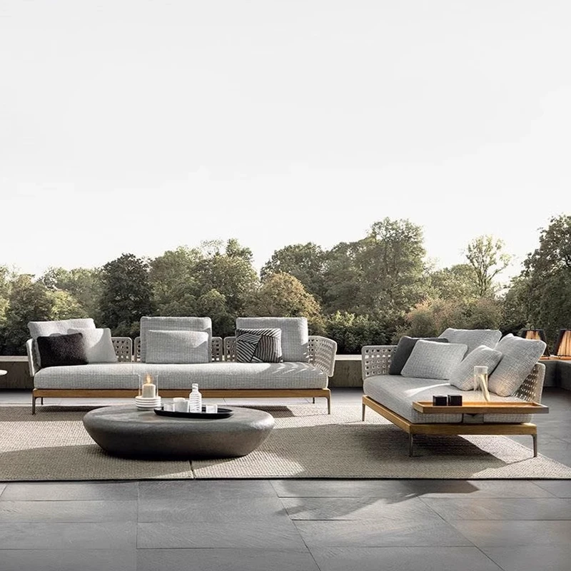 Luxus Metall Gartenmöbel Sets Sessel Balkoni Boho Gartenmöbel Sets Kunststoff Kissen Loungeset Garten Terrassenmöbel Image