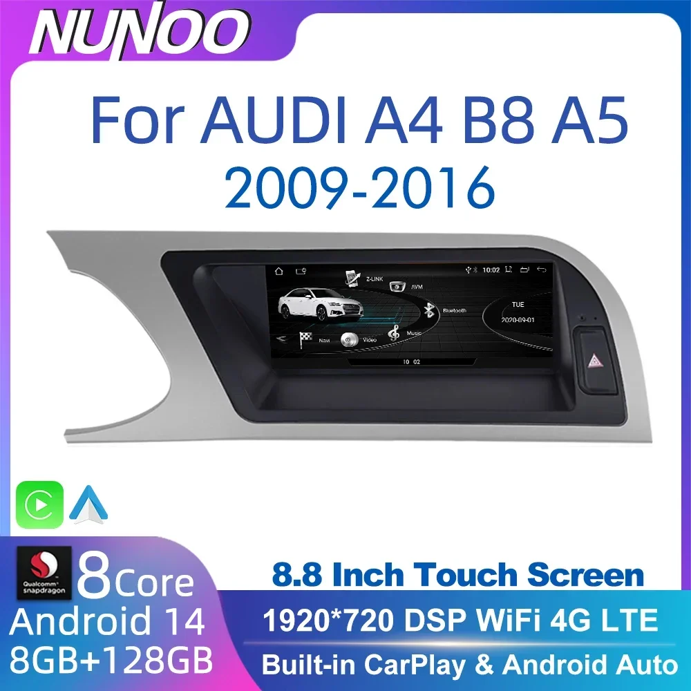 Android 14 8 + 64GB Auto Bildschirm Player Für Audi A4 B8 A5 2008-2017 MMI GPS Navi multimedia Stereo WIFI 4G Google CarPlay Radio Image