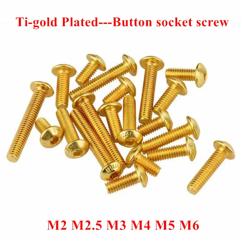 M2 M2,5 M3 M4 M5 Ti-vergoldete Innensechskant-Innensechskant-Halbrundkopf / Senkkopf-Flachschraube Image