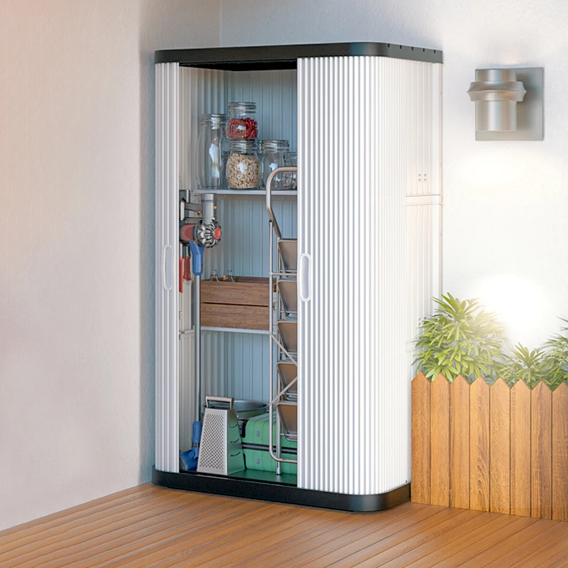 Balkonschrank, Spind im Freien, wasserdicht, Sonnenschutz, Garten-Werkzeugschrank, Terrassen-Aufbewahrungsschrank, Spind mit großer Kapazität für den Außenbereich Image
