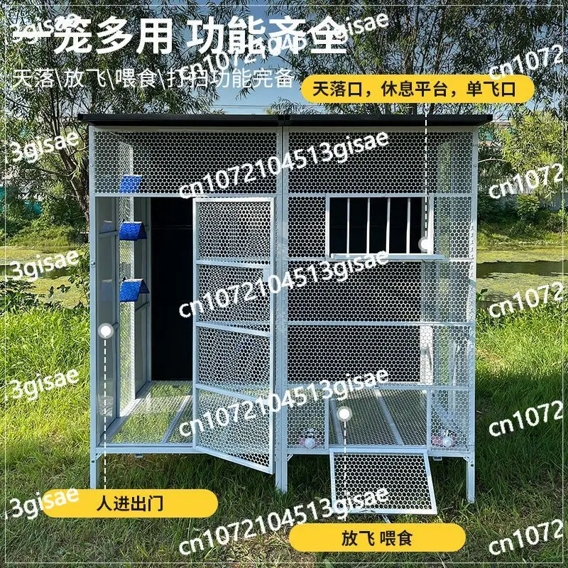 Malprozess Rostfreie Montage Taubenhaus, Taubenschuppen, großer Vogelkäfig im Freien, Hühnerstall Image