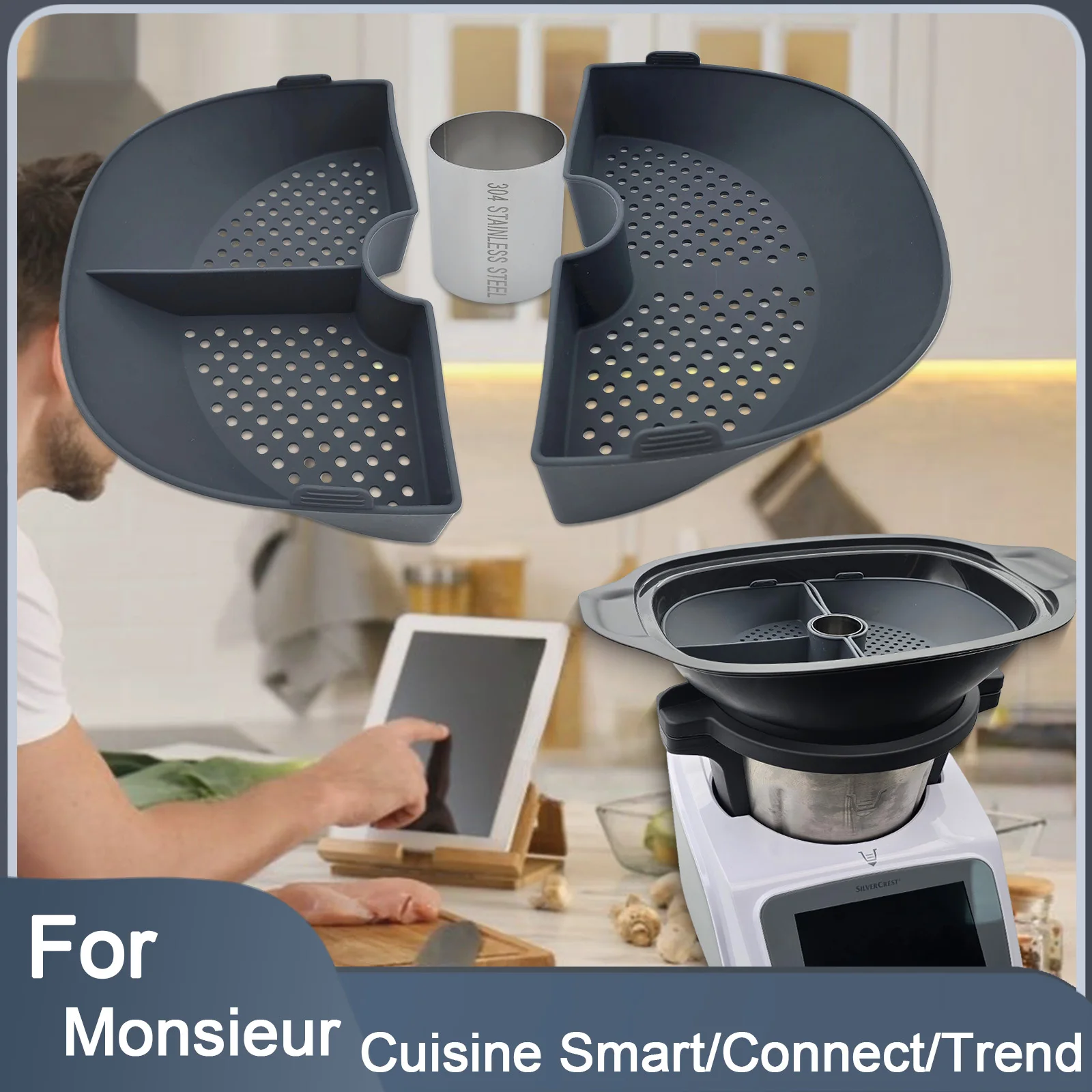 Séparateur de panier à vapeur en Silicone pour Monsieur Cuisine Smart/Connect/Tendance, accessoire de Cuisine polyvalent, Cuisine simultanée