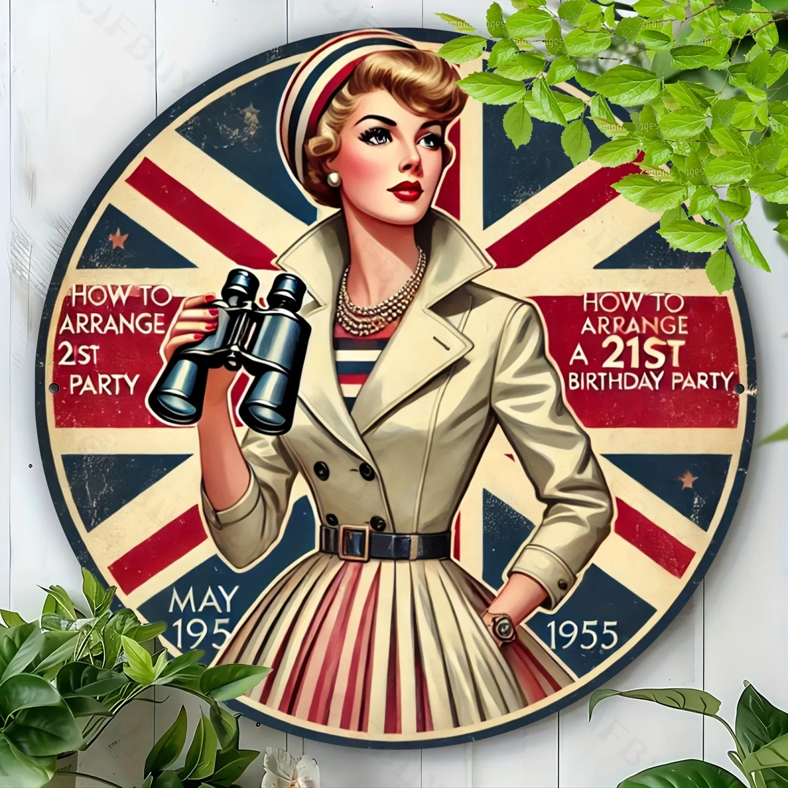 Retro-Union-Jack-Aluminiumschild – 20,3 cm rund, langlebig, Heim- und Bürodekoration Image