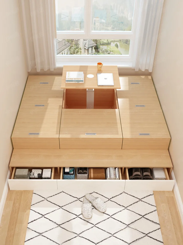Kleine Wohnung Tatami-Bett-Kombination, Holzkiste, Spleißbett, Tatami-Schlafzimmer, Stauraum, Zauberwürfel