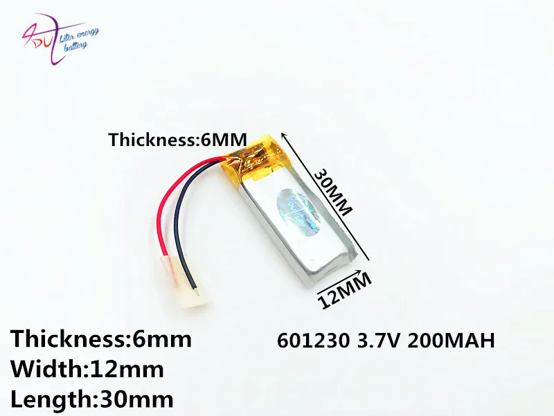 Polymer lithium-batterie 3,7 V, 601230 200 mah kann angepasst werden großhandel CE FCC ROHS MSDS qualität zertifizierung Image