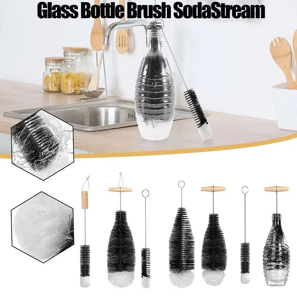 Mit Buche Holz Griff Soda Stream Flasche Pinsel Trinken Weinglas Flasche Tasse Küche Reinigung Werkzeug Reinigung Pinsel Staub Entfernung Image
