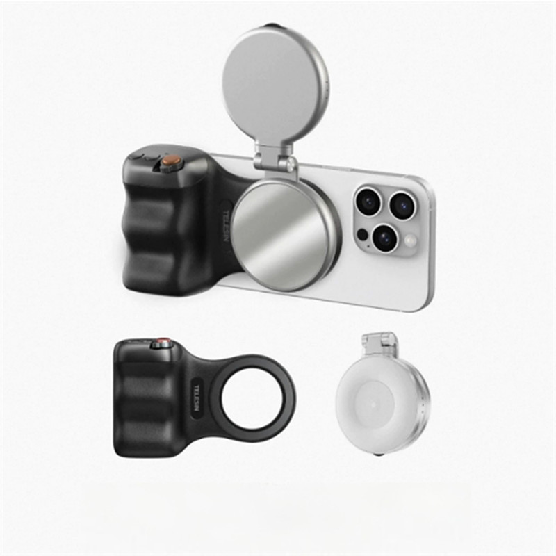 Smartphone Camera Grip Smart Phone Camera Holder Magnetic Detachable Remote Shutter 360 Rotating Magnetic Mount Self-Illuminating Easy Selfie Live Streaming Phone Fill Light Can be Used as a P