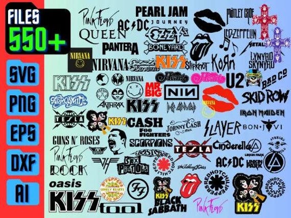 550+Rock Band PNG Bundle 1, Musica rock, Heavy metal, Rock and roll, Robert Smith, Design TSHIRT rock, Download digitale, Rock on Hand