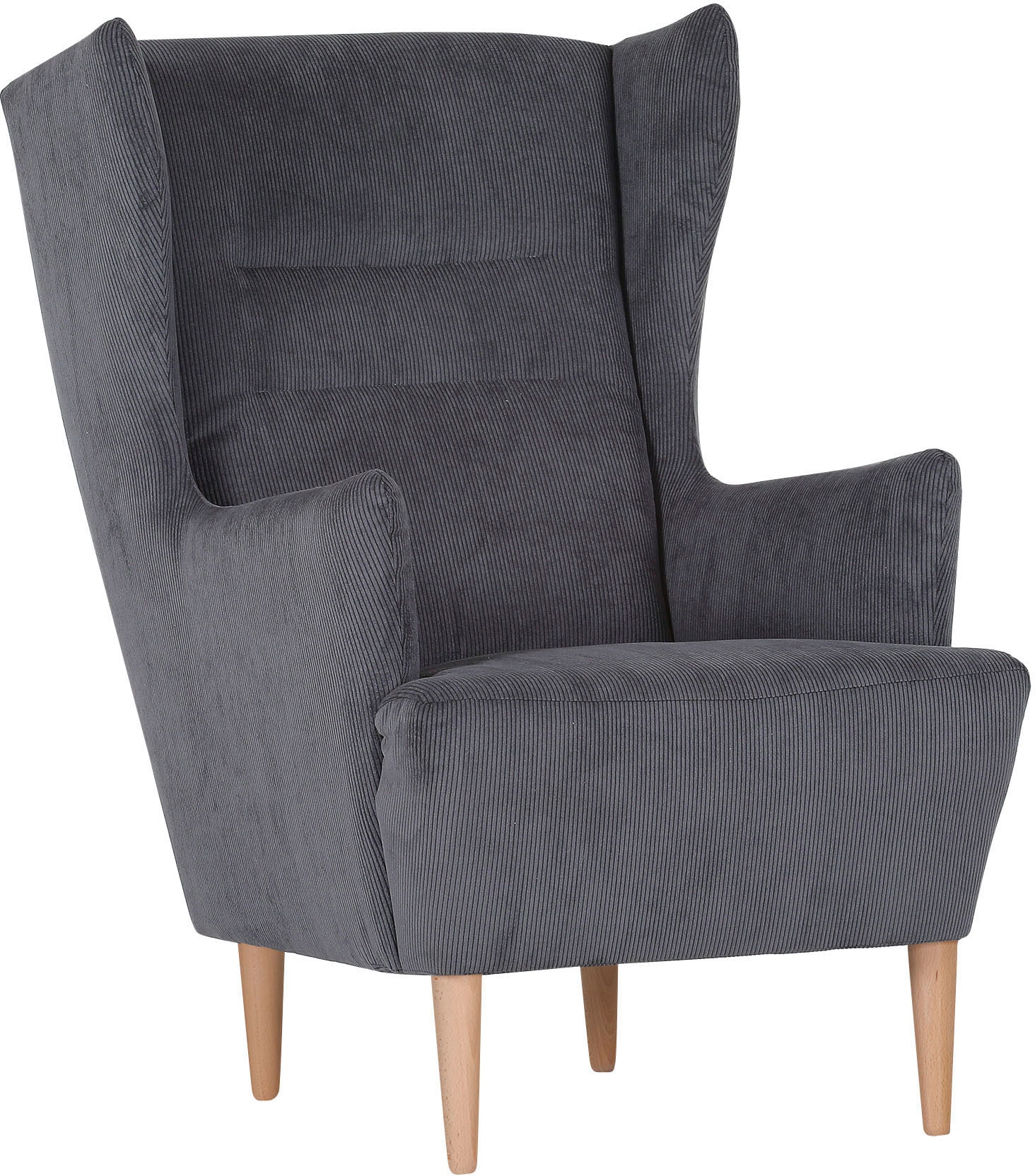 Ohrensessel GUTMANN FACTORY, grau (anthrazit), B:70cm H:104cm T:90cm, 88% Polyester 12% Nylon, Sessel, Ohrensessel