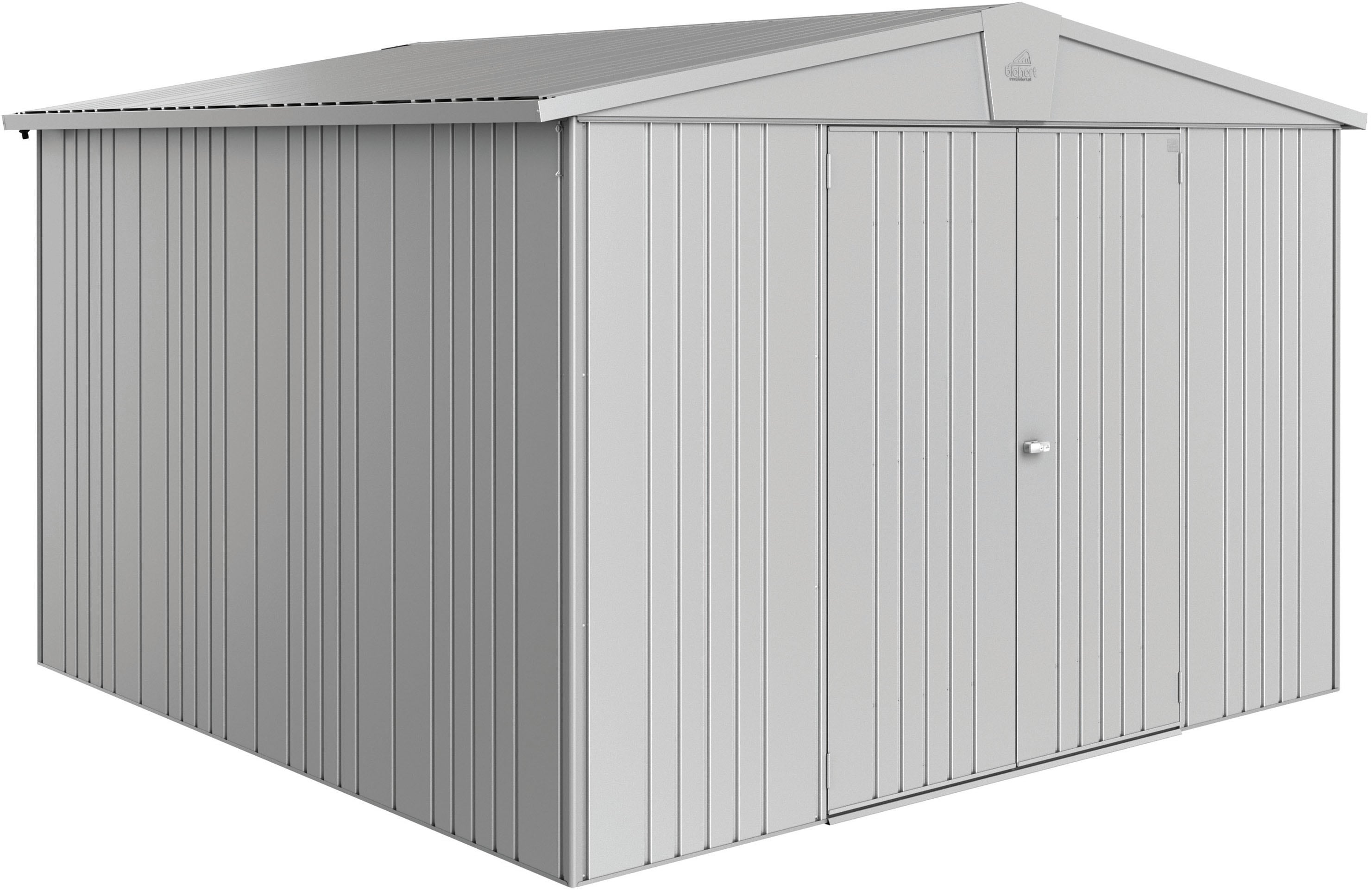 Gerätehaus BIOHORT "Europa Gr. 7, verschiedene Farben", silber, metallic, Gerätehäuser, Stahl, Qualitäts-Geräteschuppen aus Metall
