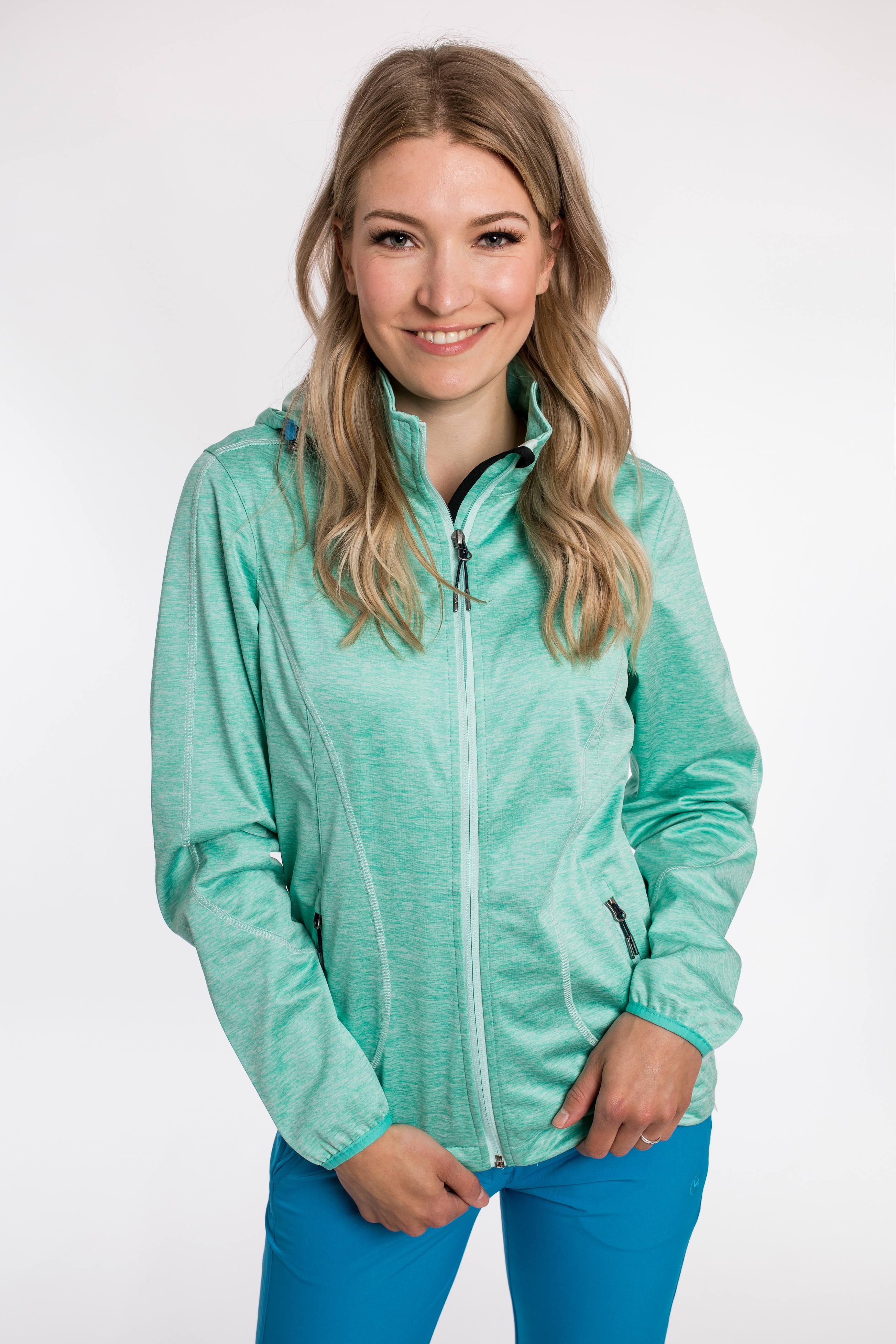 Softshelljacke DEPROC ACTIVE "JOSEPHIN PEAK WOMEN", Damen, Gr. 36/38 (M), blau (türkis), 100% Polyester, tailliert, gerader Abschluss mit Windstopper,mit verstellbarem Klettverschluss, Jacken Sportbekleidung Outdoorbekleidung Softshelljacke...