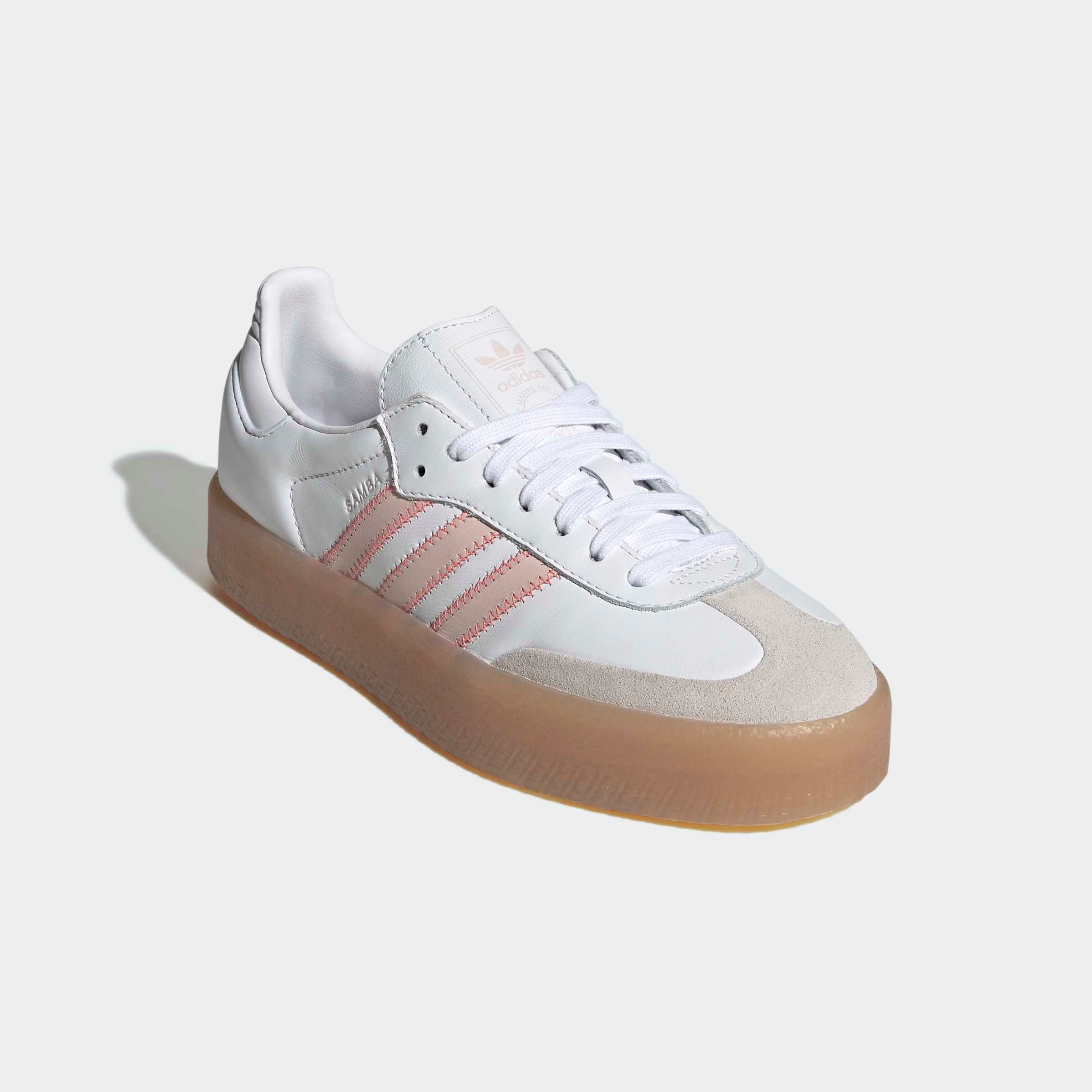 Sneaker ADIDAS ORIGINALS "SAMBAE", Gr. 36, cloud weiß, sandy pink, semi flash rot, Leder, Schuhe Sneaker