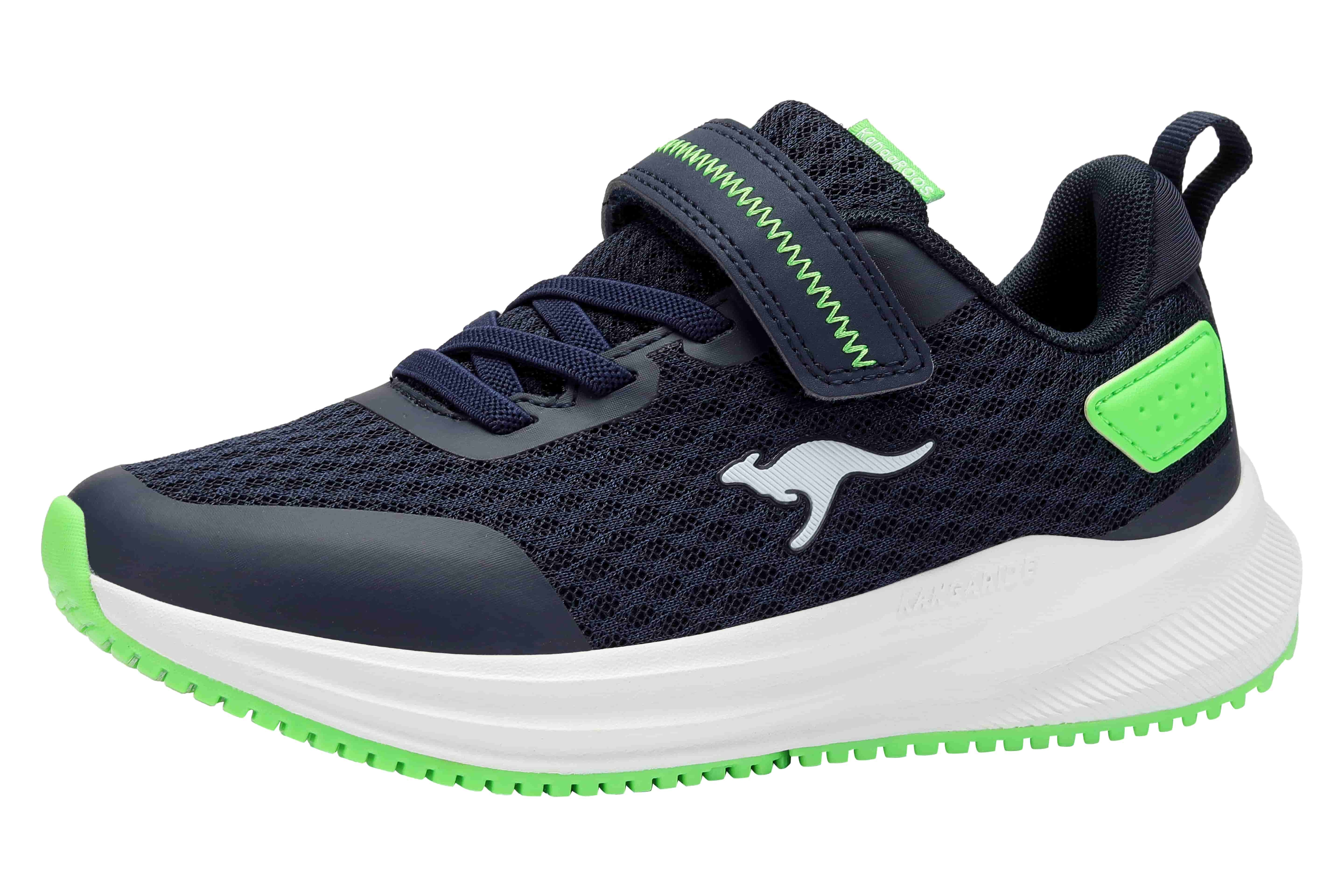 Sneaker KANGAROOS "K-RDK FAM EV", Damen, Gr. 35, dk navy, lime, Mesh, Synthetik, Schuhe Sneaker