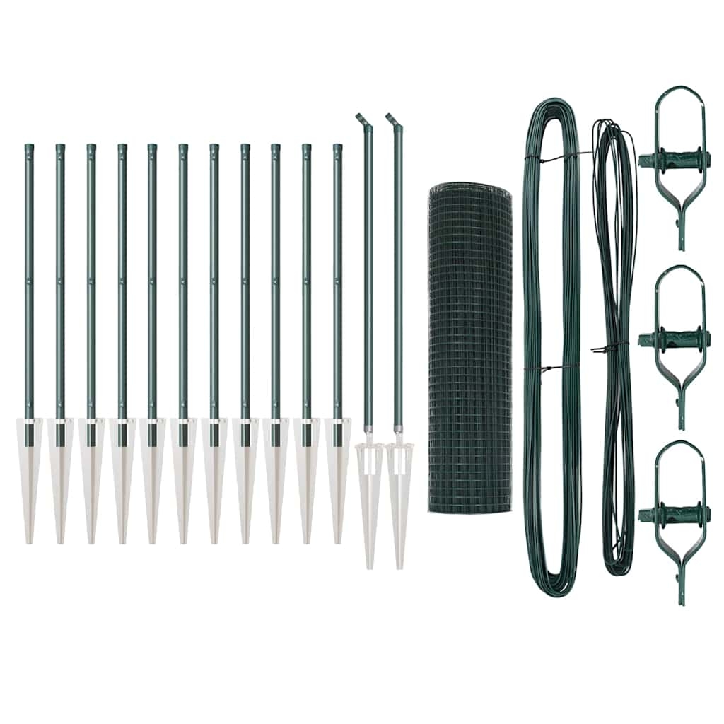 vidaXL Zaunpfosten Grün 25 x 0,6 m (16 x 16 mm Draht) Stahl und PVC Image