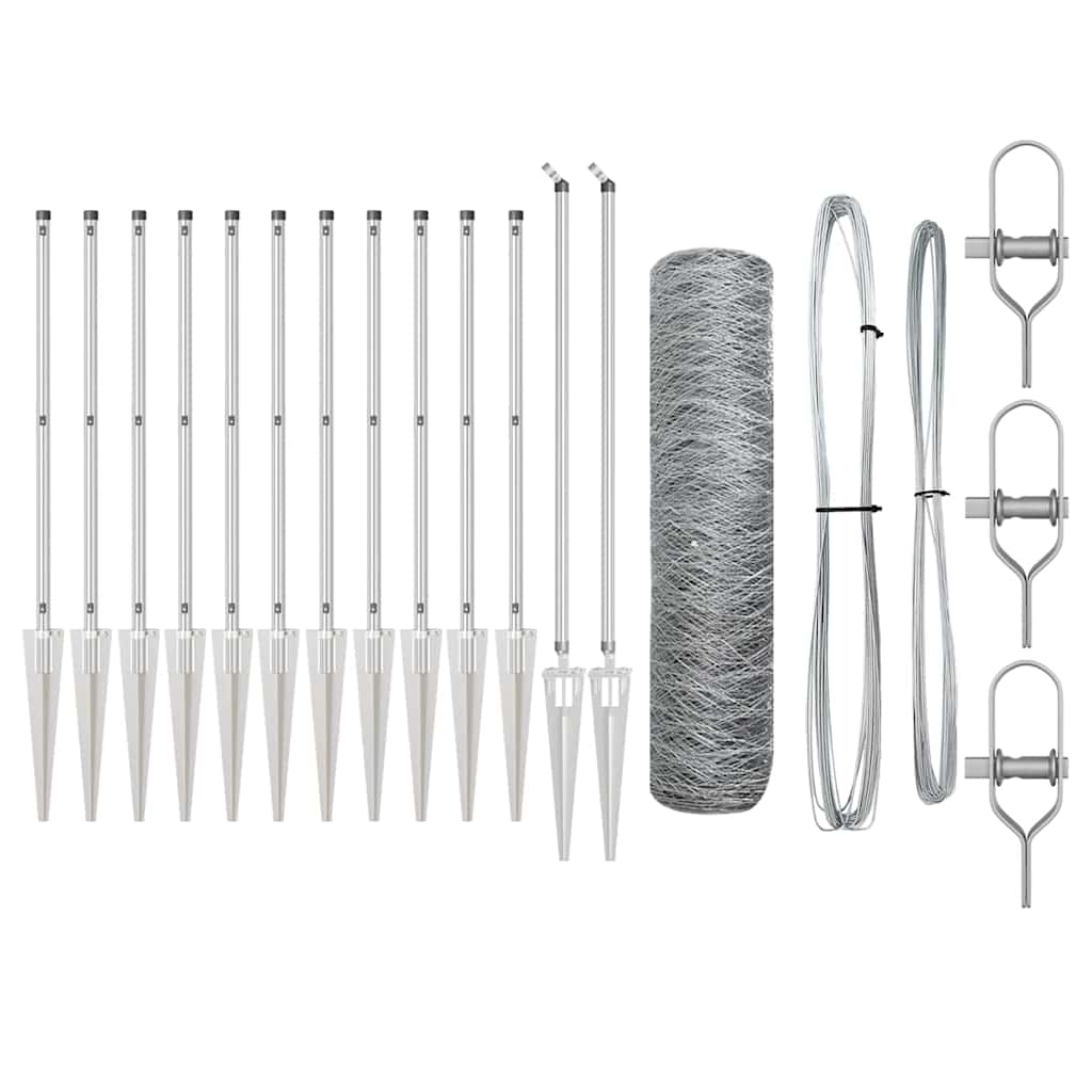 vidaXL Zaunpfosten Silber 25 x 0,4 m (36 mm Maschen) Stahl Image