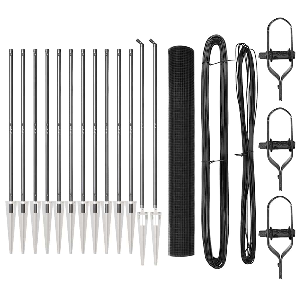 vidaXL Zaunpfosten Grau 25 x 1,2 m (12 x 12 mm Masche) Stahl und PVC Image