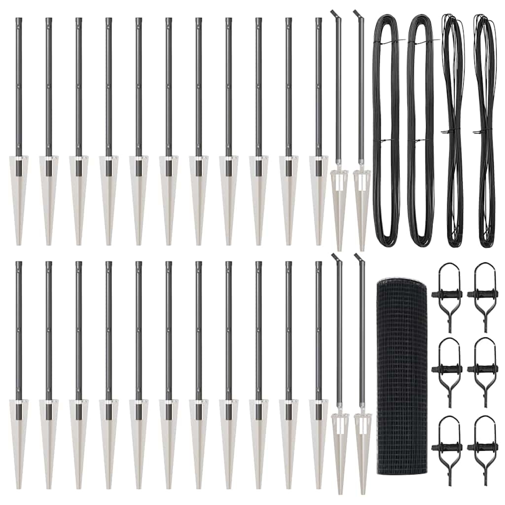 vidaXL Zaunpfosten Grau 50 x 0,4 m (25 x 25 mm Netz) Stahl und PVC Image