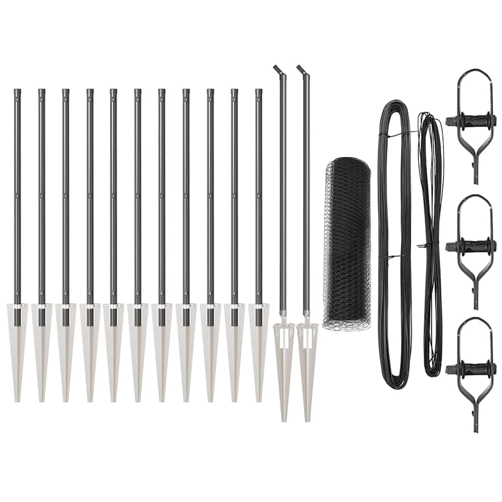 vidaXL Zaunpfosten Grau 25 x 0,5 m (13 mm Maschen) Stahl Image