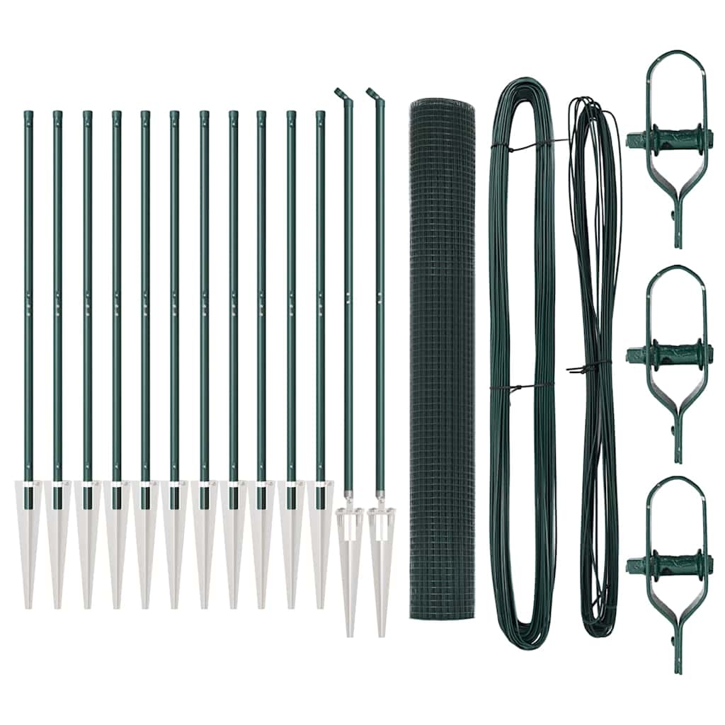vidaXL Zaunpfosten Grün 25 x 1,4 m (12 x 12 mm Netz) Stahl und PVC Image