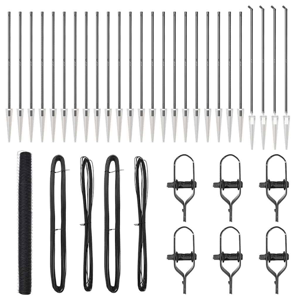 vidaXL Zaunpfosten Grau 50 x 1,5 m (50 mm Maschen) Stahl und PVC Image