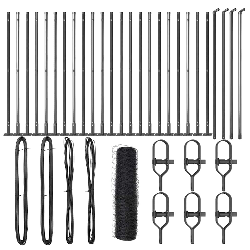 vidaXL Zaunpfosten Grau 50 x 0,6 m (36 mm Mesh) Stahl und PVC Image