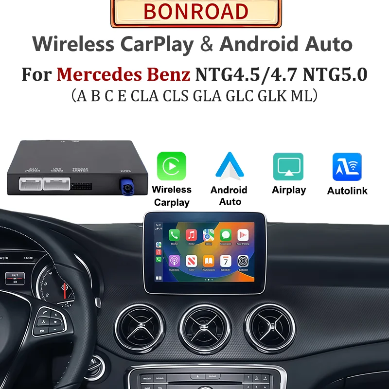 Decoder Wireless CarPlay Android Auto per Mercedes Benz Classe A B C E GLA CLA GLC GLK W176 W204 W205 W246 W212 NTG4.5/4.7 NTG5.0
