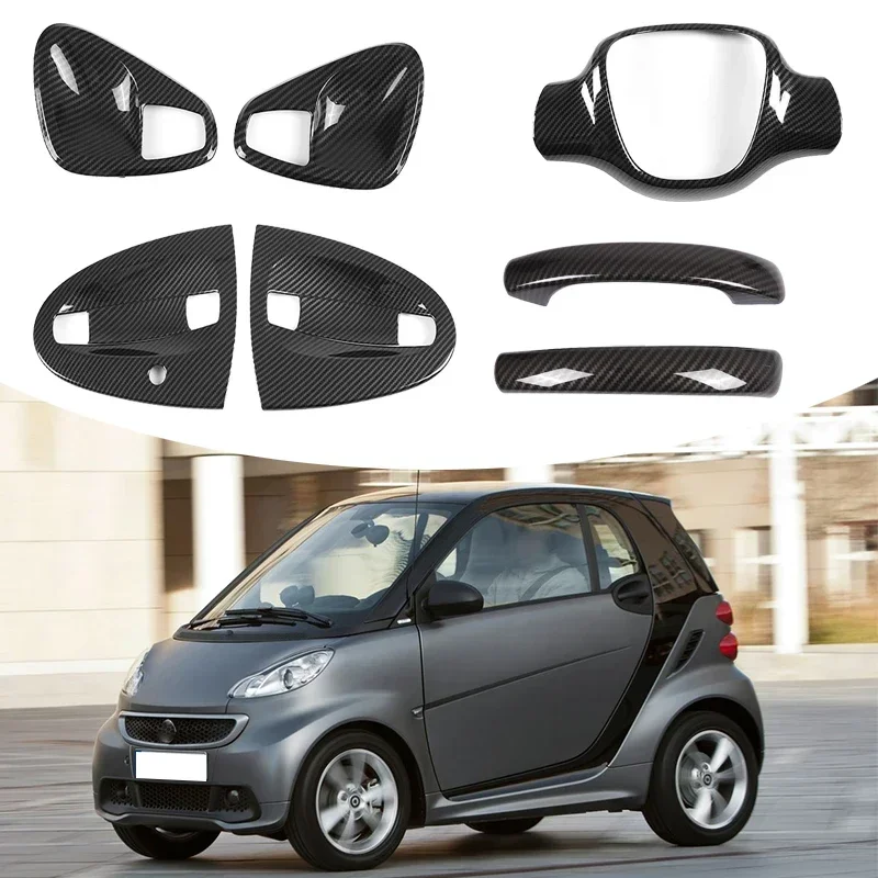Außen Innen Dekor Aufkleber Für Mercedes Benz Smart Fortwo 451 2009-2015 Türgriff Lenkrad Getriebe Panel Abdeckung trim Image