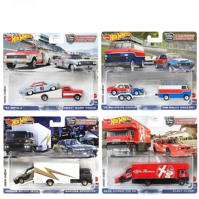 Original Mattel HotWheels Premium Auto Kultur Team Transport Impala Alfa Romeo Rover Fahrzeug Spielzeug für Jungen Kinder Geburtstagsgeschenk Image
