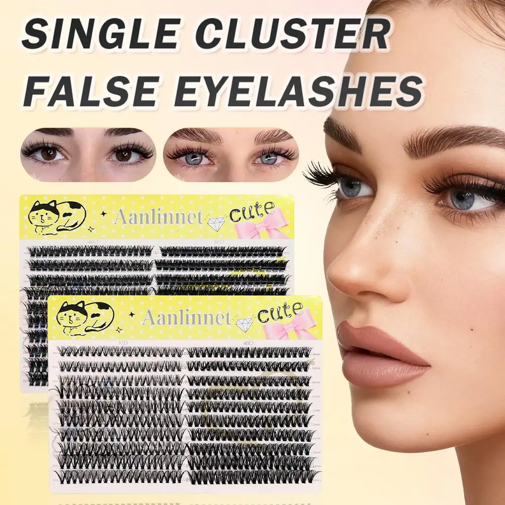 400 Clusters 3D-Falsche Wimpern, natürlich, flauschig, gekräuselt, großes Fassungsvermögen, segmentiertes Wimpernverlängerungs-Make-up Image