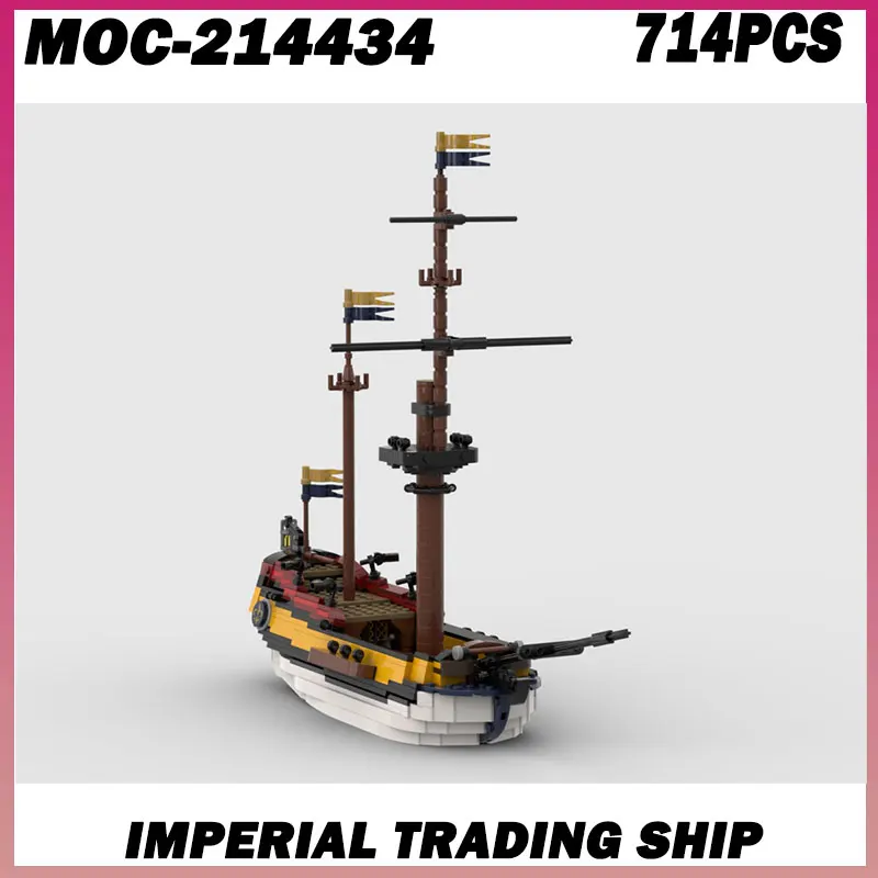 714PCS MOC- 214434 Kaiserliches Handelsschiff Piratenschiff Modell Moc Bausteine Bluecoat Schlachtschiff Technologie Modulare Blöcke Geschenk Image