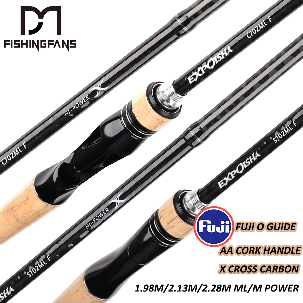 FISHINGFANS HIGH CARBON FIBER FUJI O GUIDE AA CORK HANDLE X CROSS CARBON ML M BASS SEA SÜßWASSER 6-12LB 10-20LB ANGELSTANGE Image