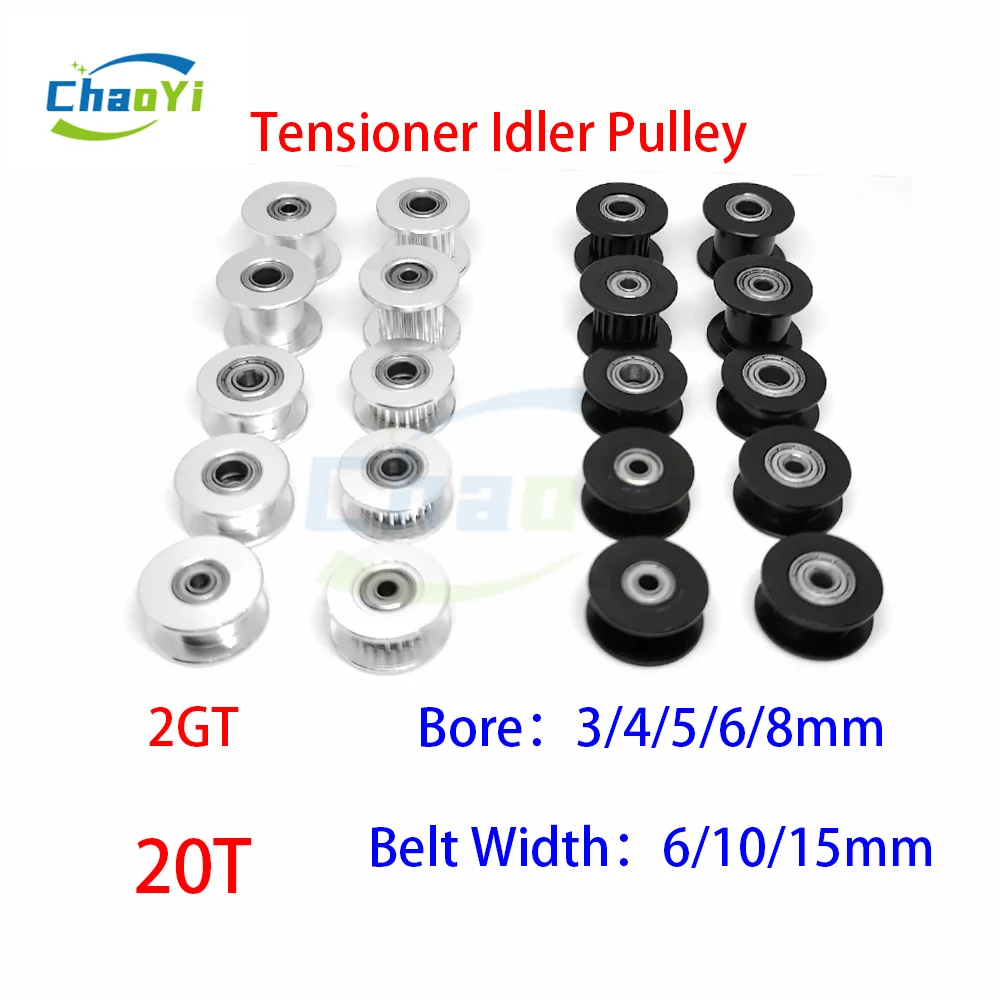 2GT 20 Zähne Spanner Bohrung 3/4/5/6/8mm GT2 Umlenkrolle Für Gürtel breite 6/9/10/12/15mm 3D Drucker Teile Guide Synchron Rad Image