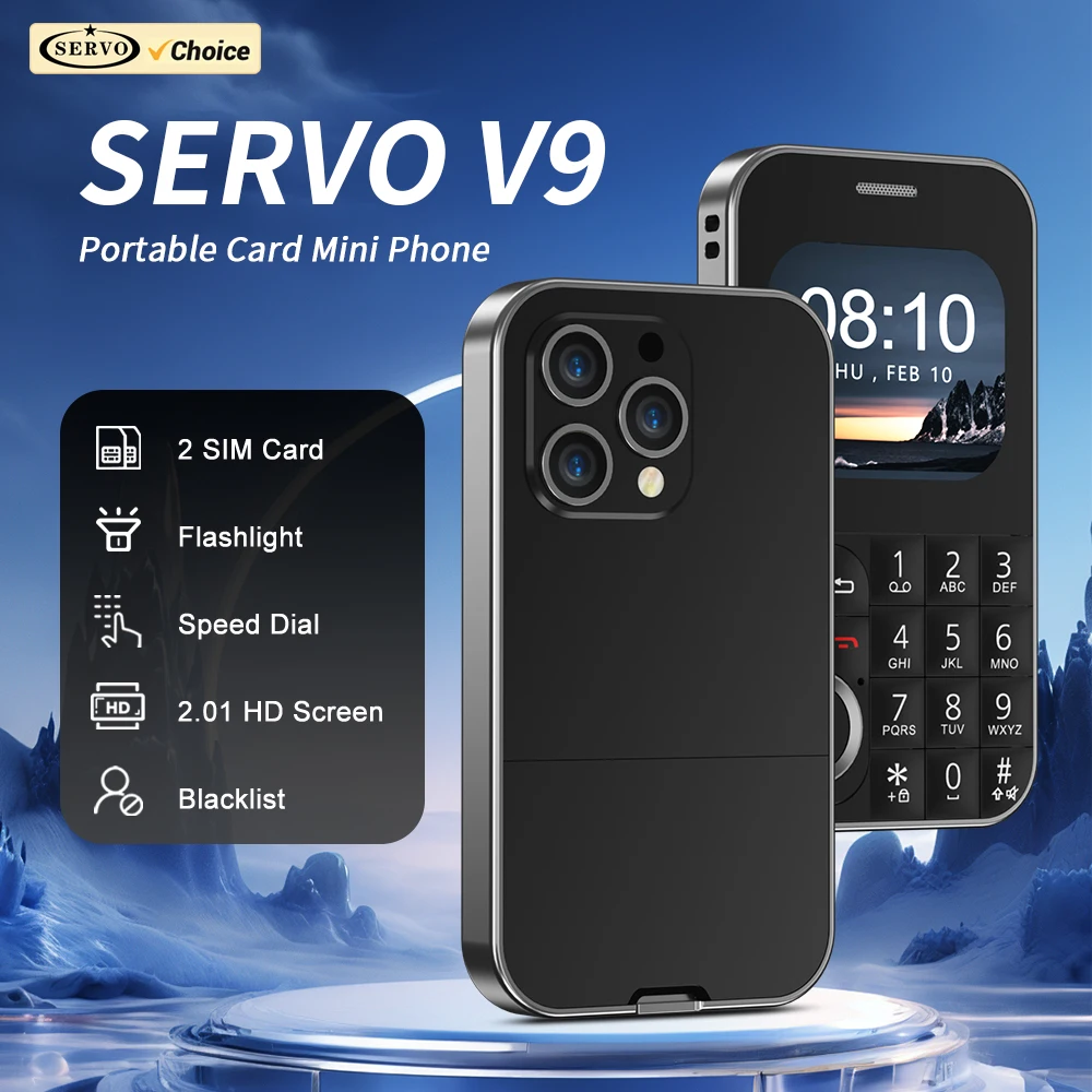 SERVO V9 2G Fashion Card Handy 2,01 Zoll Bildschirm Magic Voice Blacklist Speed Dial Dual SIM Standby Tastatur Kleines Mobiltelefon Image