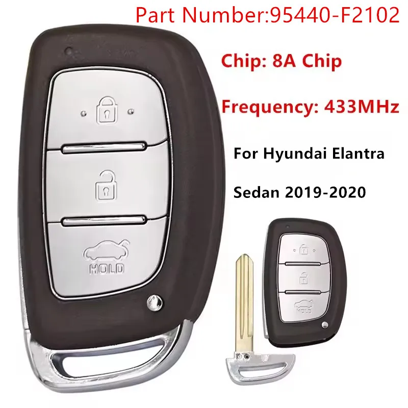Keyecu Keyless Auto Schlüssel Auto Schlüssel Für Hyundai Elantra Limousine 2019-2020 Smart Remote Key Fob Mit 433 MHz DST128 PN: 95440-F2102 Image
