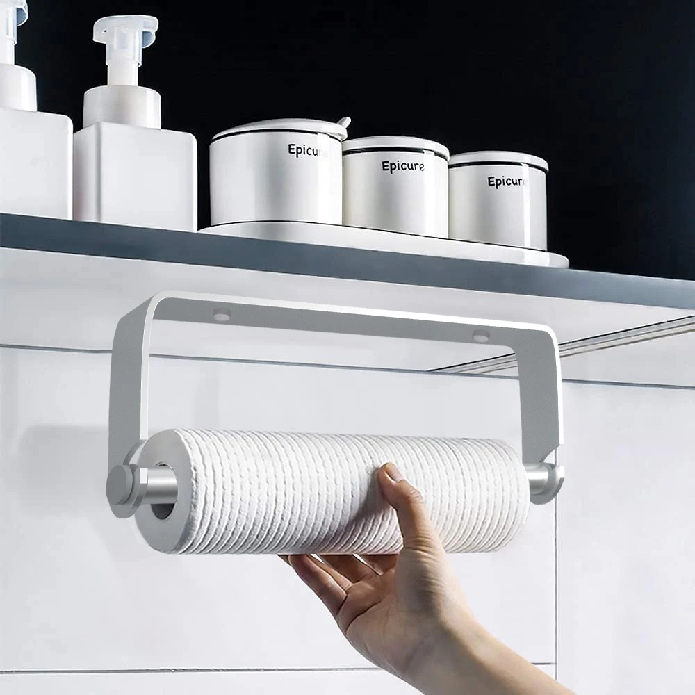 Porte-papier de cuisine en acier inoxydable Support de film plastique Accessoires de cuisine Distributeur de papier de cuisine Fournitures de cuisine