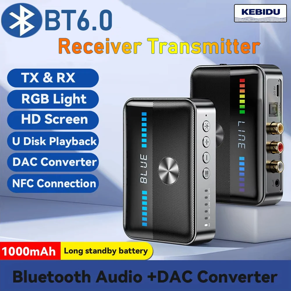 Bluetooth 6,0 Audio Adapter NFC Wireless Receiver Sender Koaxial Optische DAC Konverter HiFi Musik Player Für TV Auto Lautsprecher Image