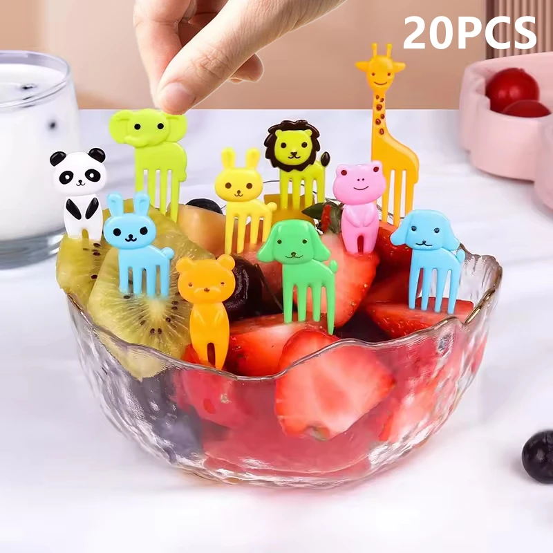 Tier Bauernhof Obst Gabel Mini Cartoon Kinder Snack Kuchen Dessert Essen Pick Zahnstocher Bento Mittagessen Party Decor Zufällige Farbe Image