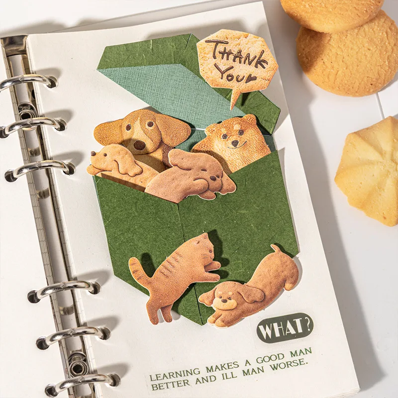 1 Packung/2 Packung, 4 Designs, realistische Keks-Hartkarte, Aufkleber-Set, Keks, Chit, Chat, Heilung, Serie, warmer Stil, Scrapbook-Material Image