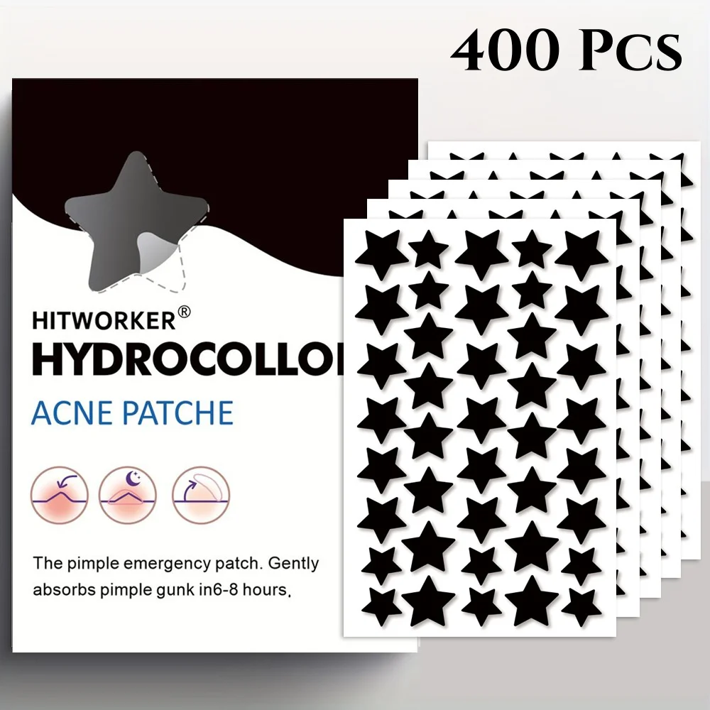 400 Pflaster/Packung, sternförmiges Hydrokolloid-Akne-Pickelpflaster zur Abdeckung von Zits und Hautunreinheiten, Spot-Aufkleber Image