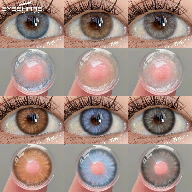 EYESHARE Graue farbige Kontaktlinsen für Schüler, blaue Augenlinsen, 1 Paar Jahreskontaktlinsen in Farbe für Augen, Make-up, grüne Kontakte Image