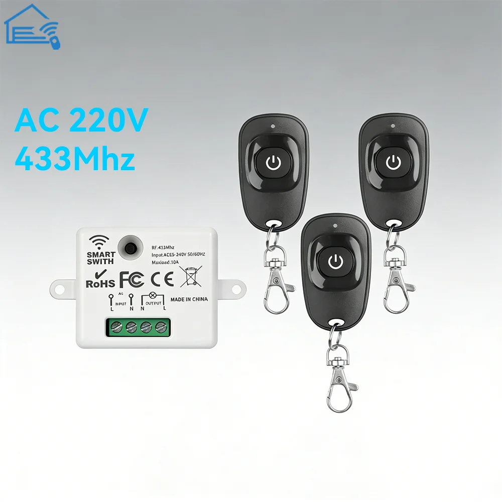 433Mhz Universal Wireless Fernbedienung Schalter 110V 220V 10A Relais Mini Empfänger Fernbedienung Für Home Led licht Lampe Image