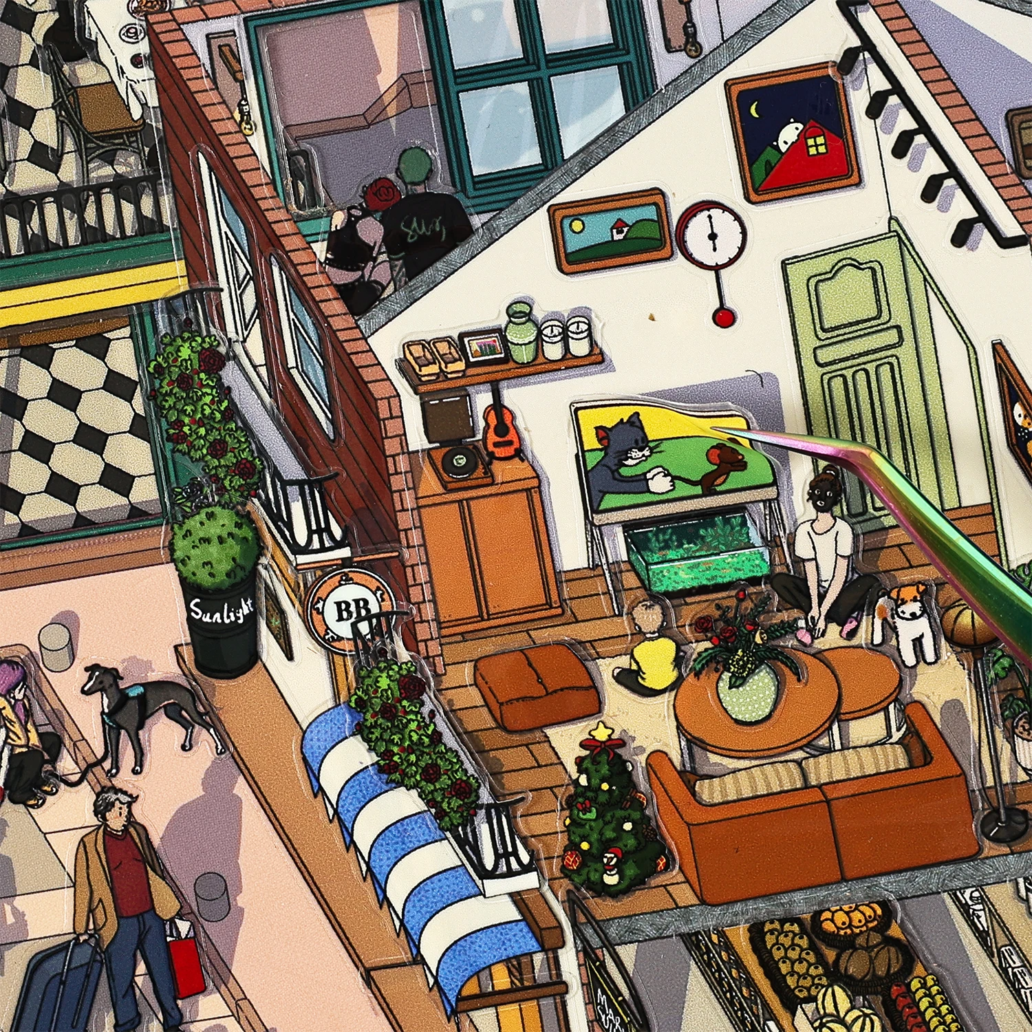 Kawaii Retro Street View 3D Old Town Market Landschaft Aufkleber DIY Taschenkabine Szene Festival Geschenk ﻿ Image